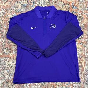 Nike Dri-Fit Vibrant Purple Half-Zip Top With WCU Cat Head Logo.